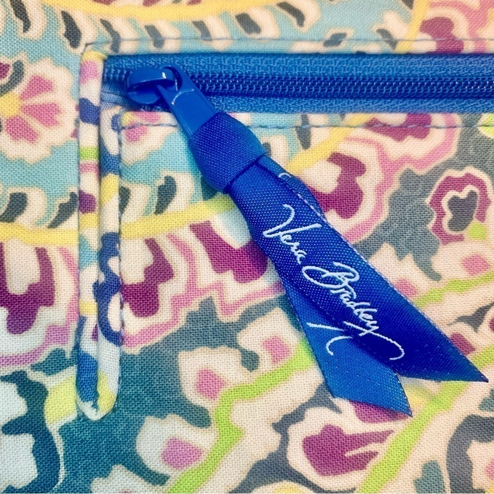 Vera Bradley Wallet Clutch Large Blue Geometric Floral Paisley Zip-Up Card Slots - Picture 4 of 16